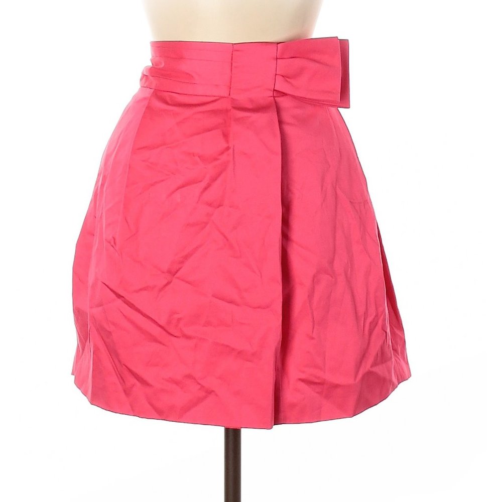 🦄 BCBGMAXAZRIA Pink Half Bow Mila The Pleated Skirt Size 6 ~Barbiecore Coquette